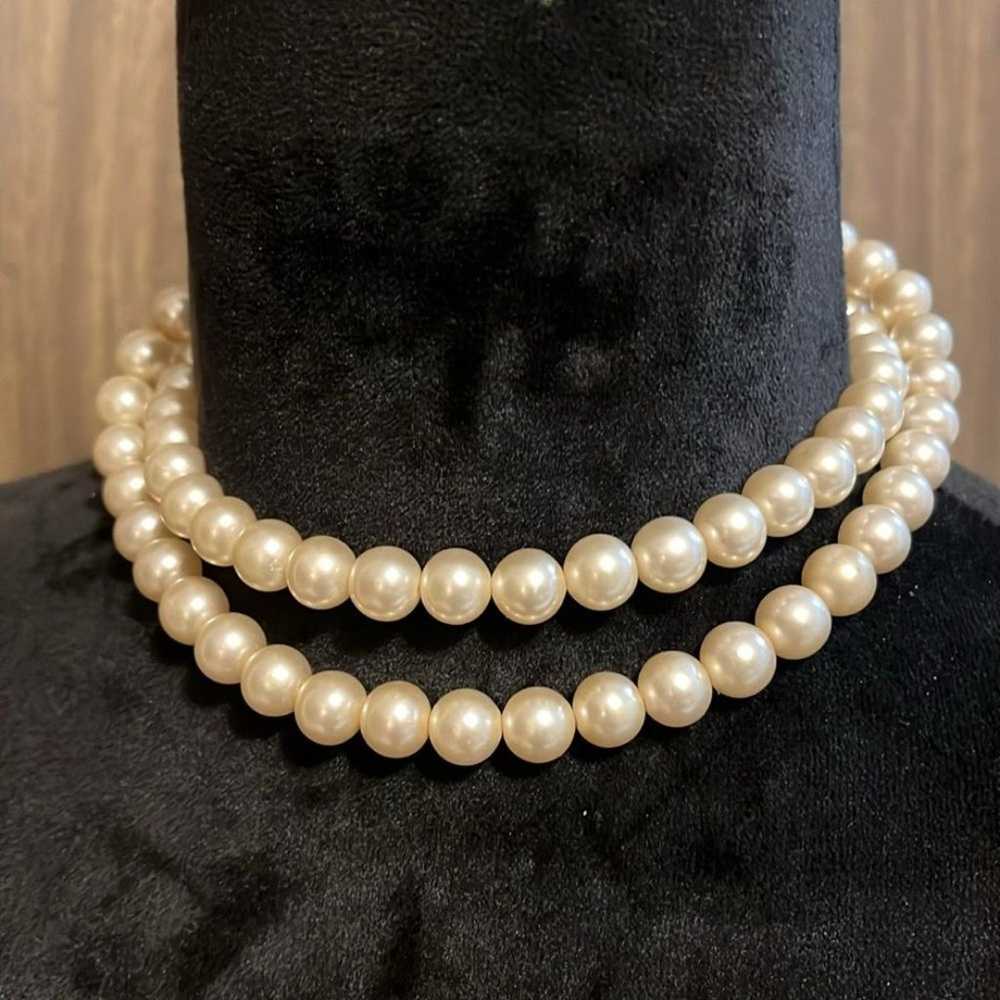 marvella pearl necklace vintage double strand sty… - image 2