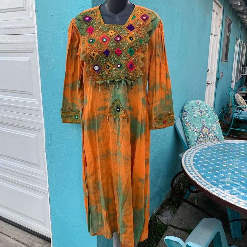 Tie Dye Hippie Embroidered Mirrored Caftan KAFTAN… - image 3