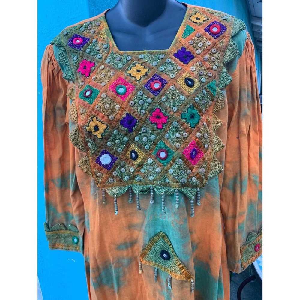 Tie Dye Hippie Embroidered Mirrored Caftan KAFTAN… - image 4