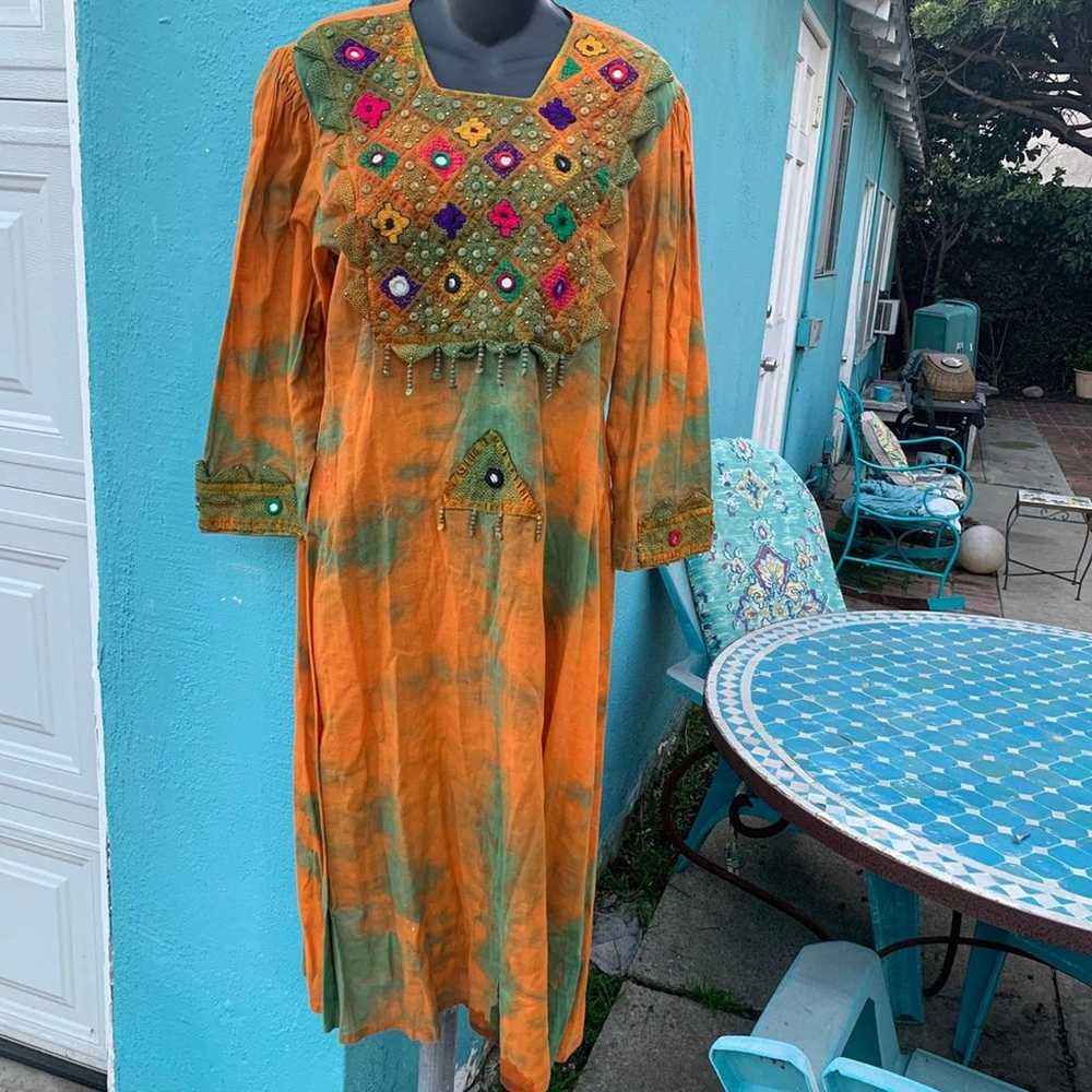 Tie Dye Hippie Embroidered Mirrored Caftan KAFTAN… - image 7