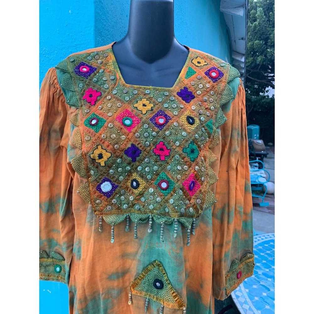 Tie Dye Hippie Embroidered Mirrored Caftan KAFTAN… - image 8