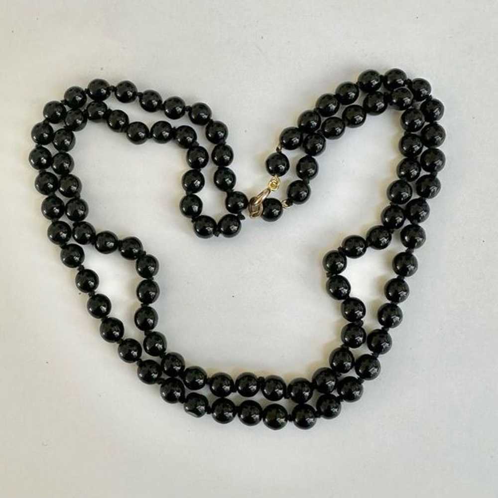 Black obsidian vintage beaded necklace - image 3