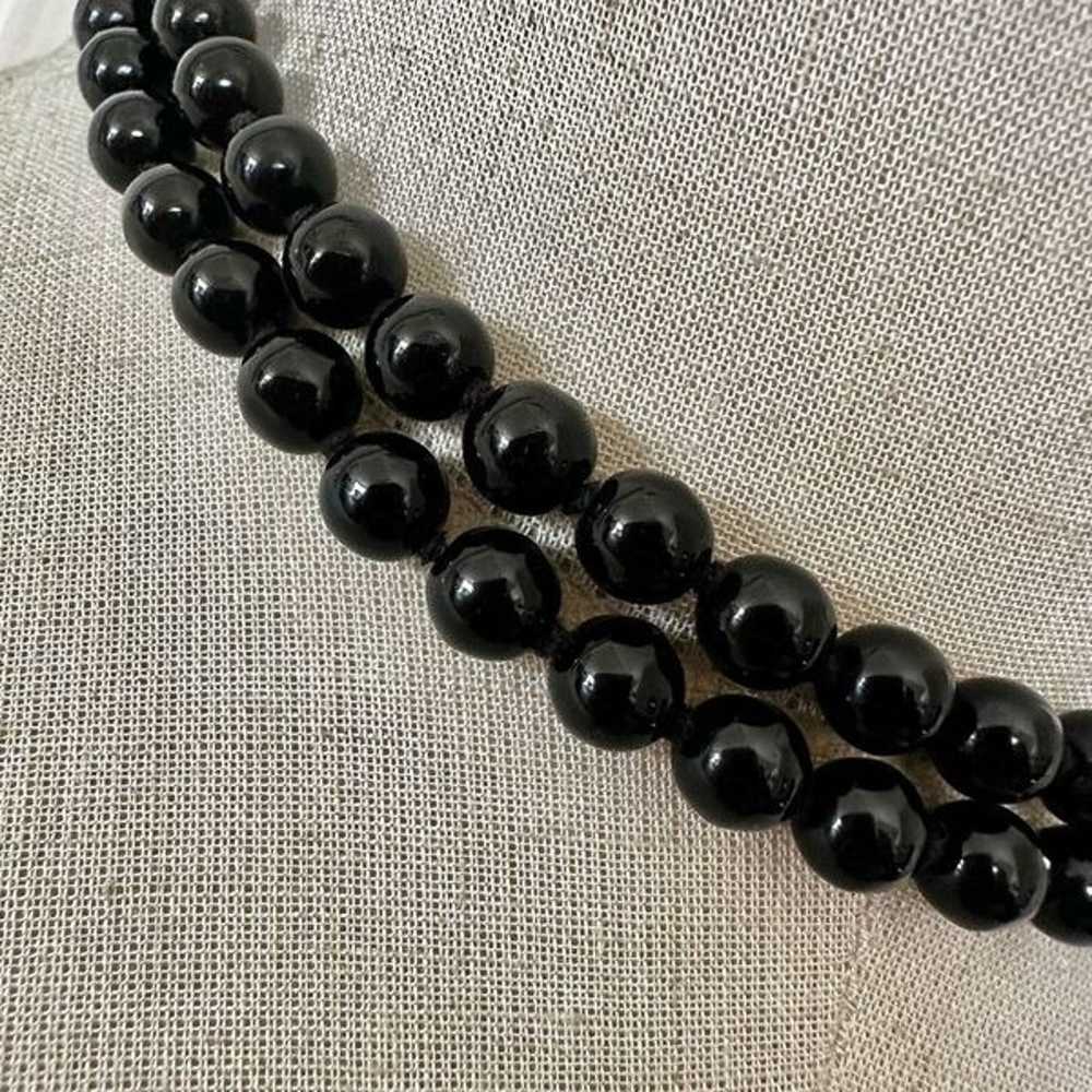 Black obsidian vintage beaded necklace - image 5