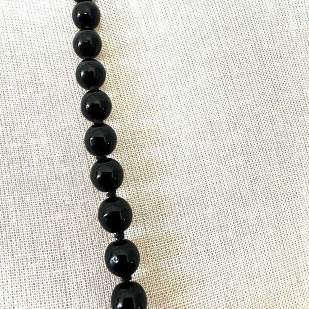 Black obsidian vintage beaded necklace - image 6