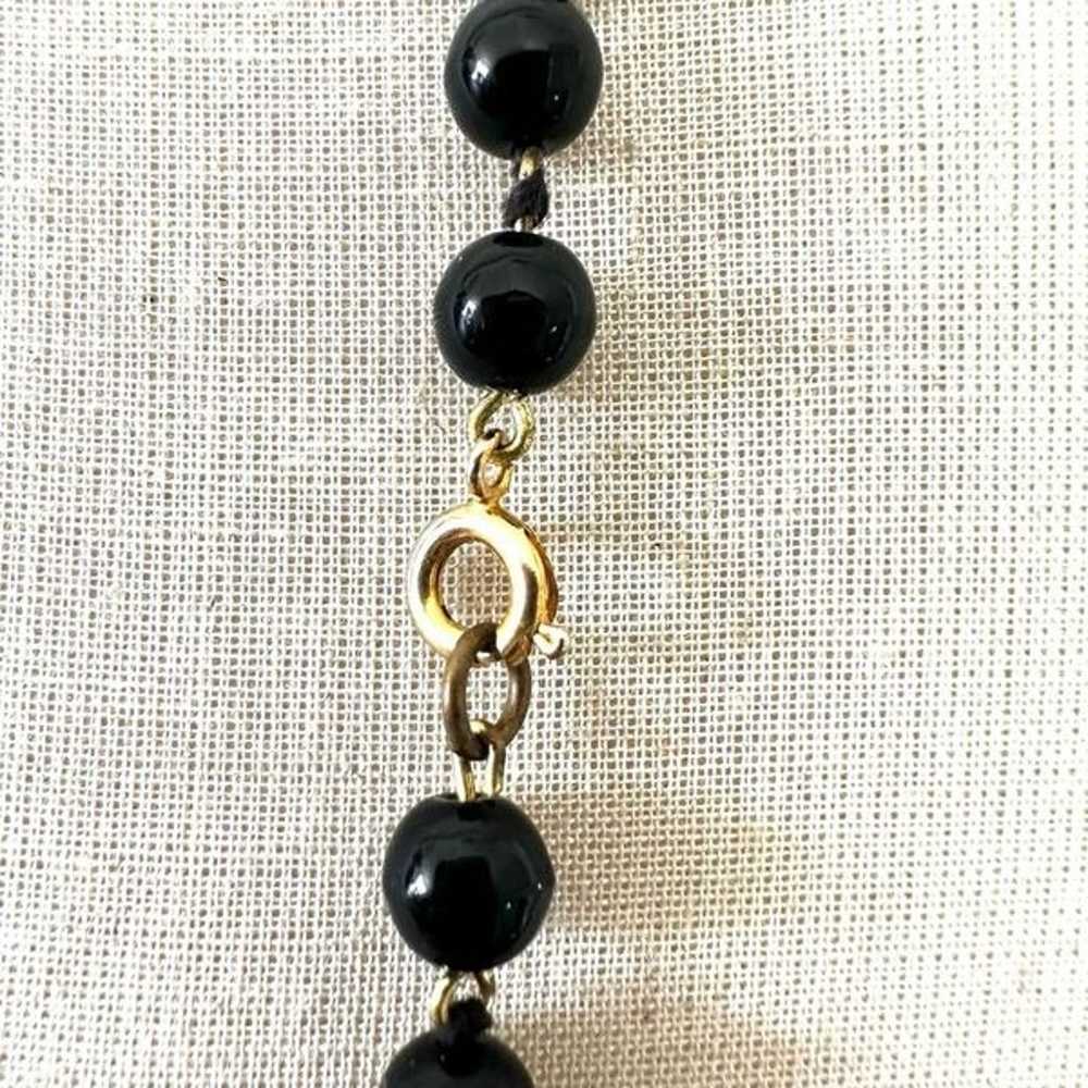 Black obsidian vintage beaded necklace - image 7