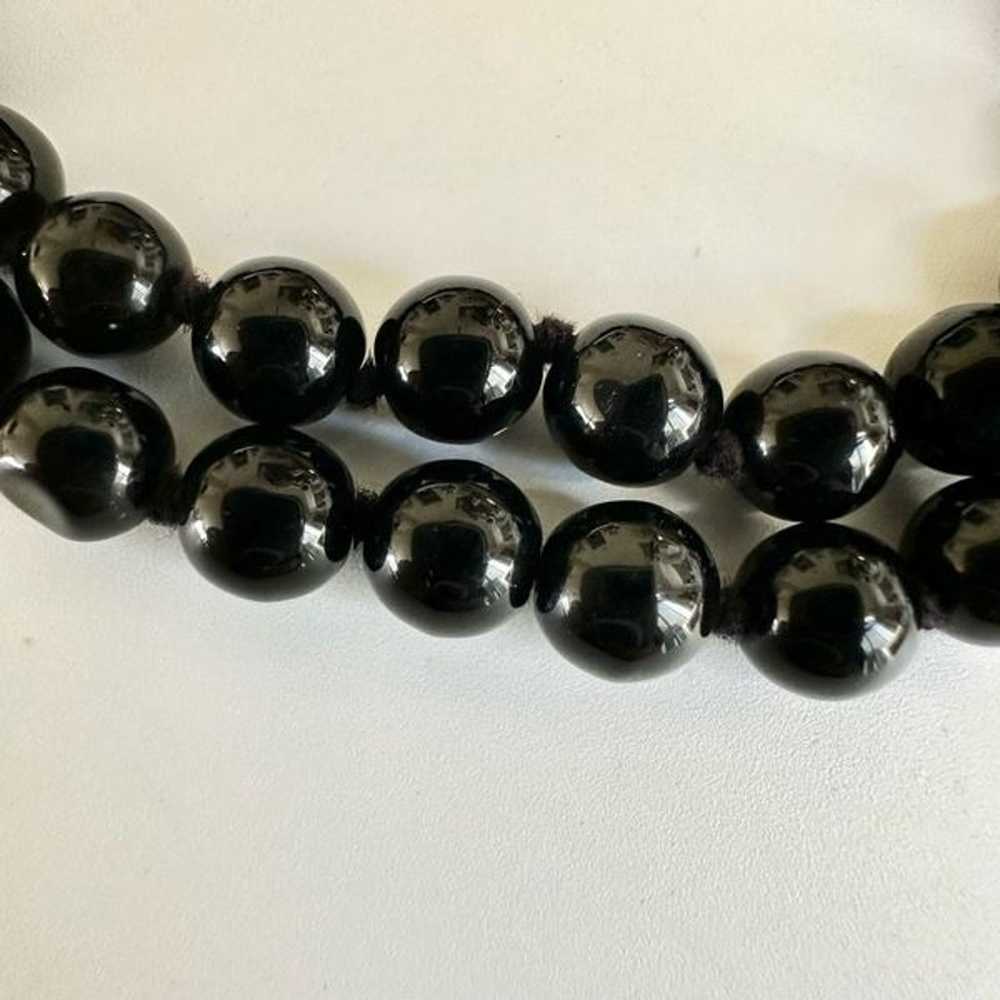 Black obsidian vintage beaded necklace - image 8