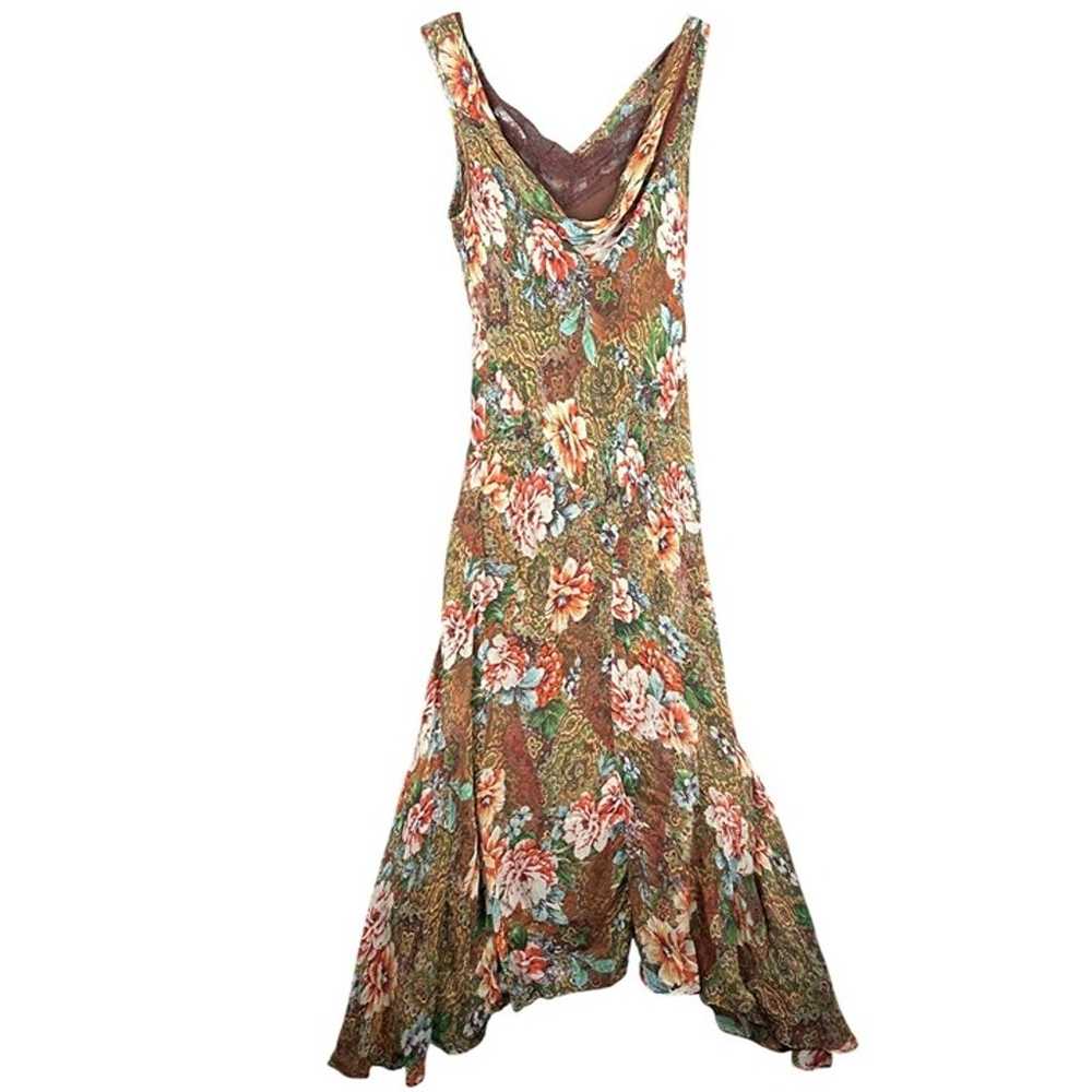 Vintage I.C.E Dress Size 8 Silk Floral Grunge Whi… - image 1