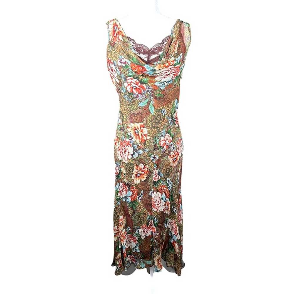 Vintage I.C.E Dress Size 8 Silk Floral Grunge Whi… - image 2