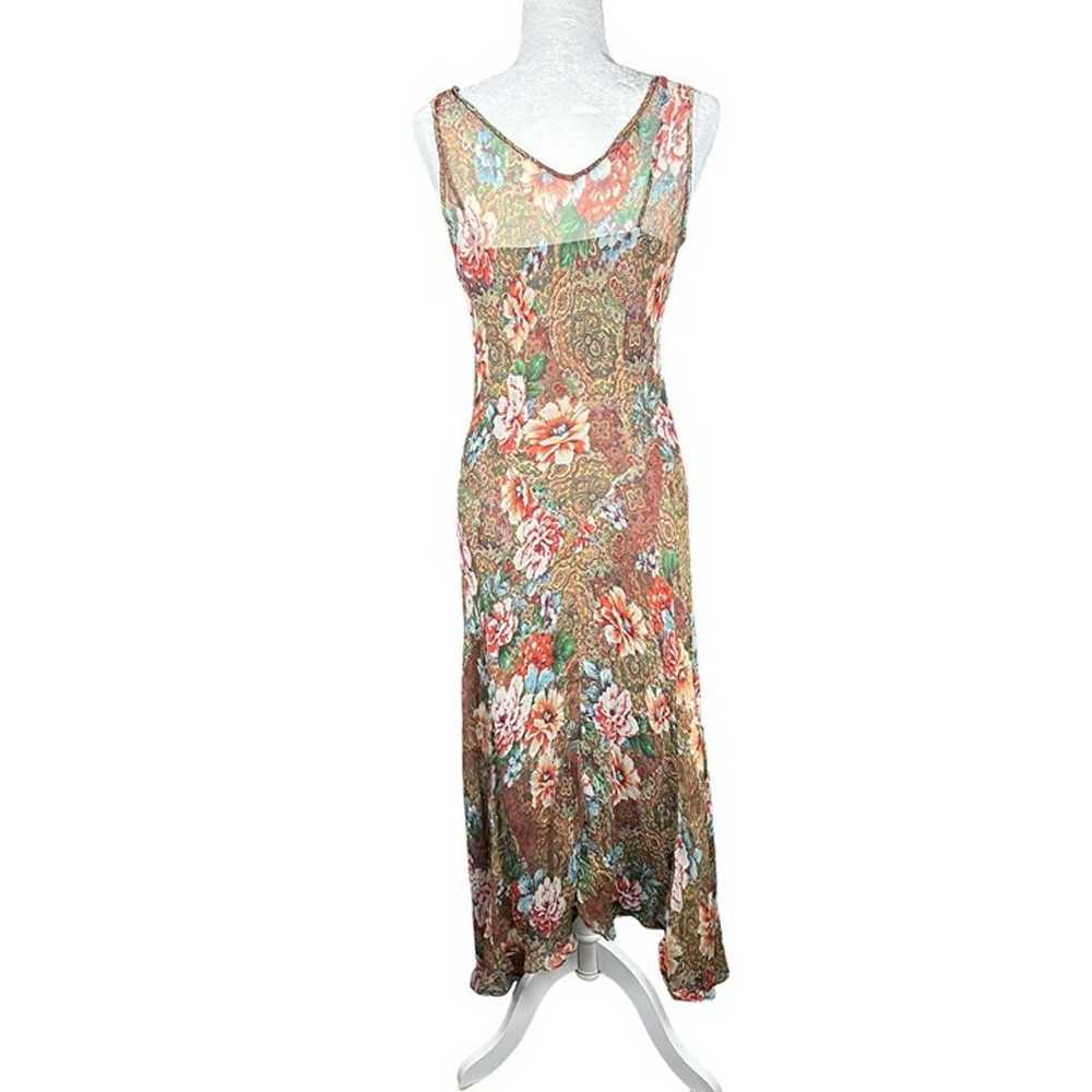 Vintage I.C.E Dress Size 8 Silk Floral Grunge Whi… - image 8