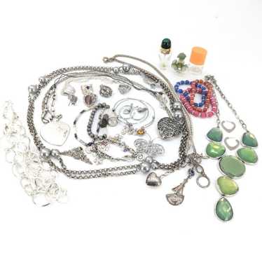 Jewelry Vintage Vanity Large Silver Tone Lot Char… - image 1