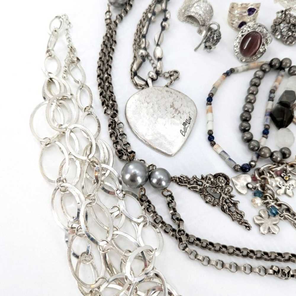 Jewelry Vintage Vanity Large Silver Tone Lot Char… - image 2