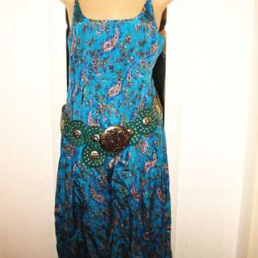 VINTAGE 90's INDIAN TURQUOISE BLOCK PRINT BOHO GYP