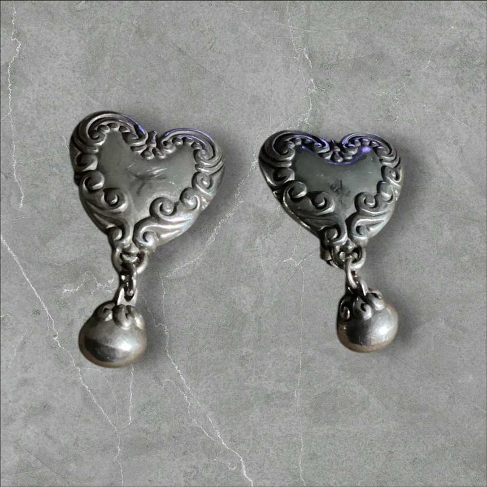 Brighton Large Clip On Heart Earrings Dangle Drop… - image 1