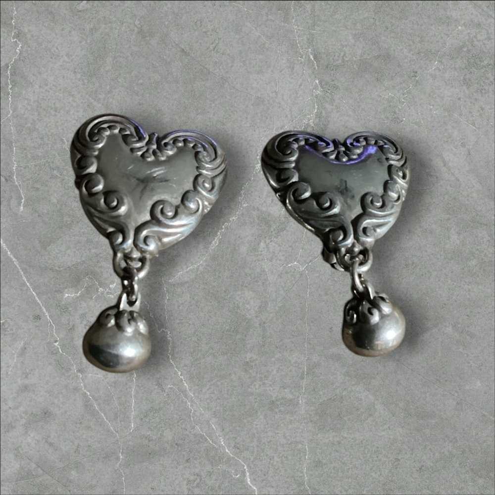 Brighton Large Clip On Heart Earrings Dangle Drop… - image 2