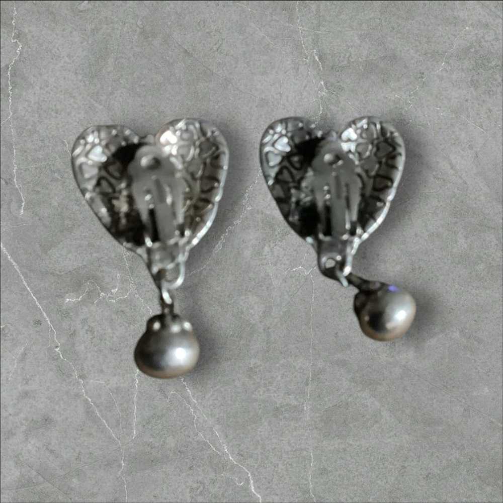 Brighton Large Clip On Heart Earrings Dangle Drop… - image 3