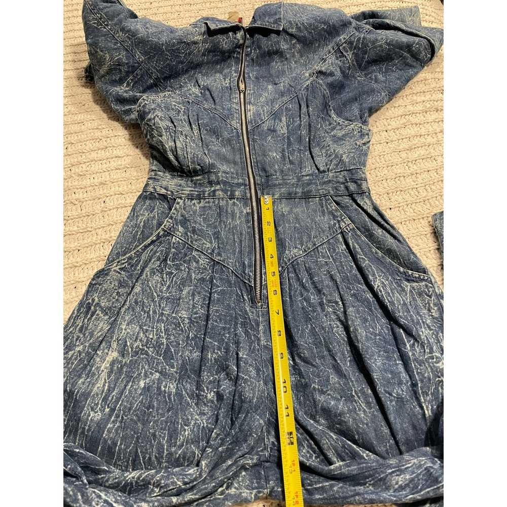 VTG 80s FADS Acid Wash Jumpsuit Zip Front Denim P… - image 7