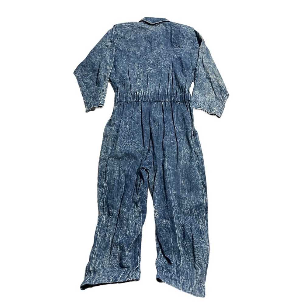 VTG 80s FADS Acid Wash Jumpsuit Zip Front Denim P… - image 8