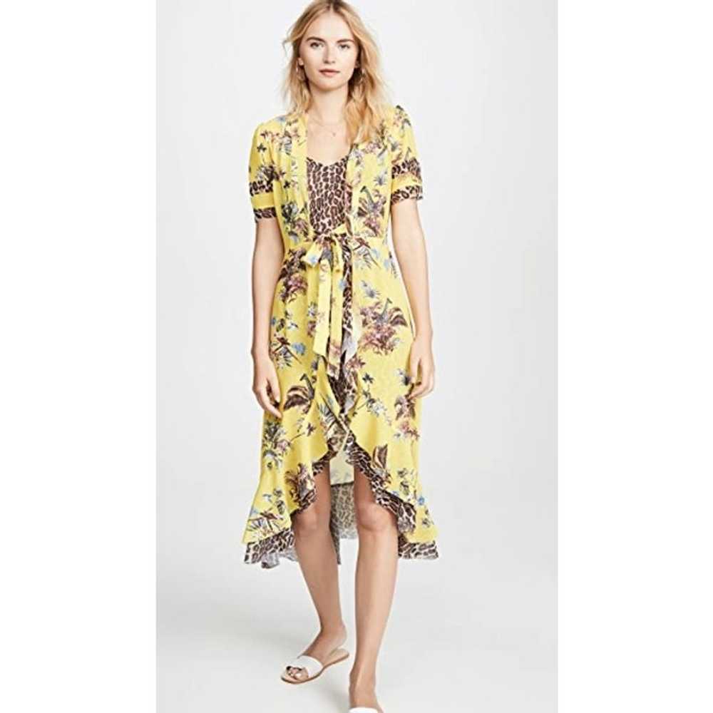 Le Superbe Yellow Tropical Print Duster With Leop… - image 3