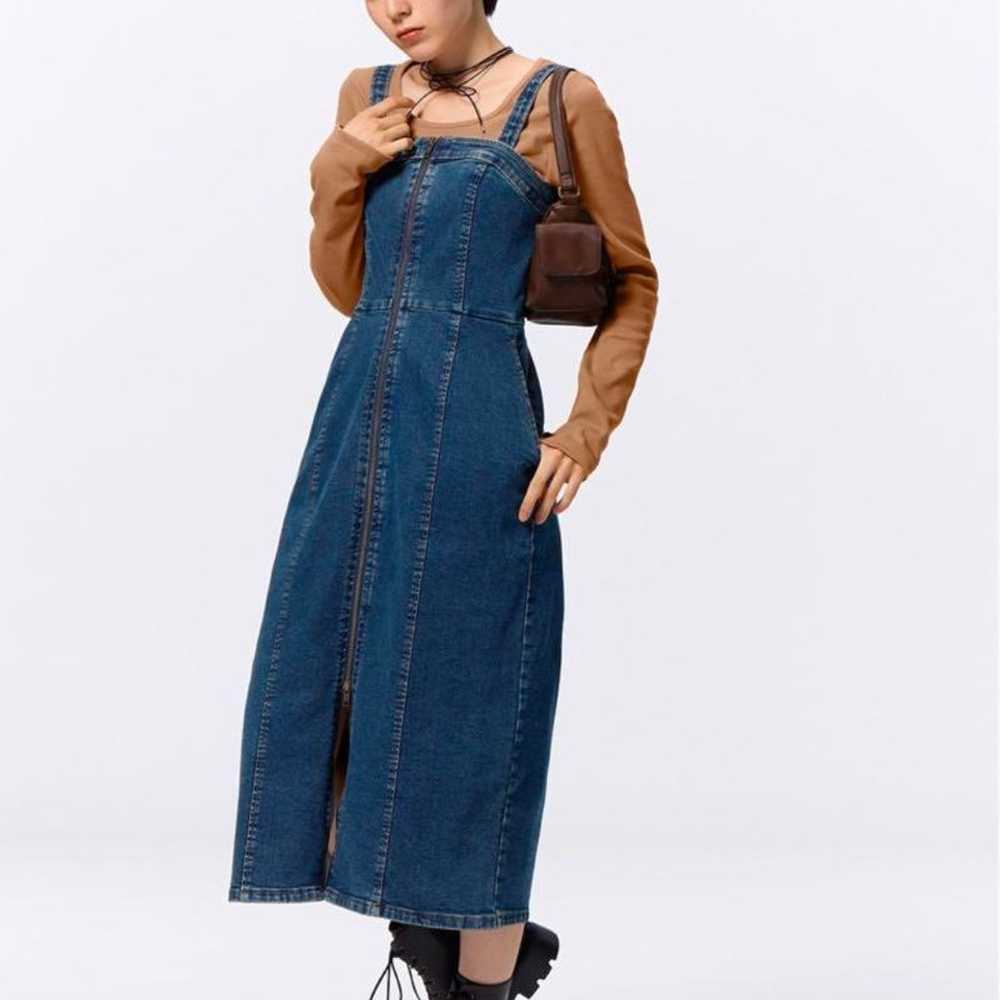 Denim cami dress, long length, front zipper. - image 2