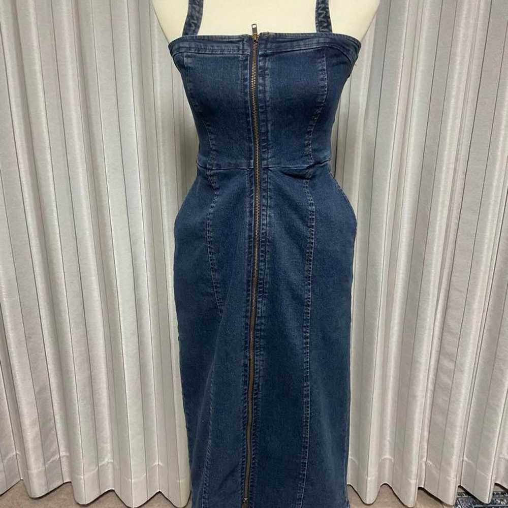 Denim cami dress, long length, front zipper. - image 3