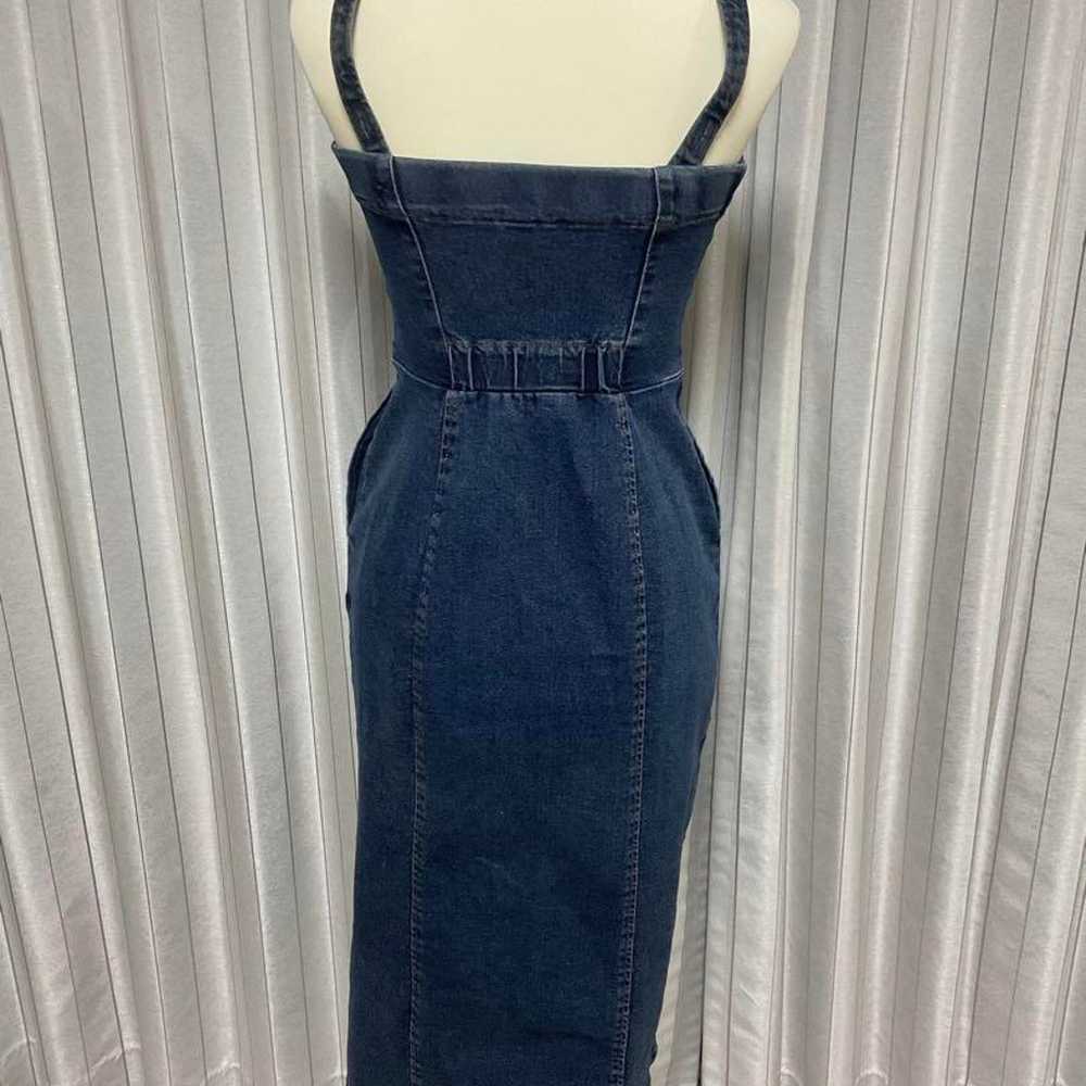 Denim cami dress, long length, front zipper. - image 4