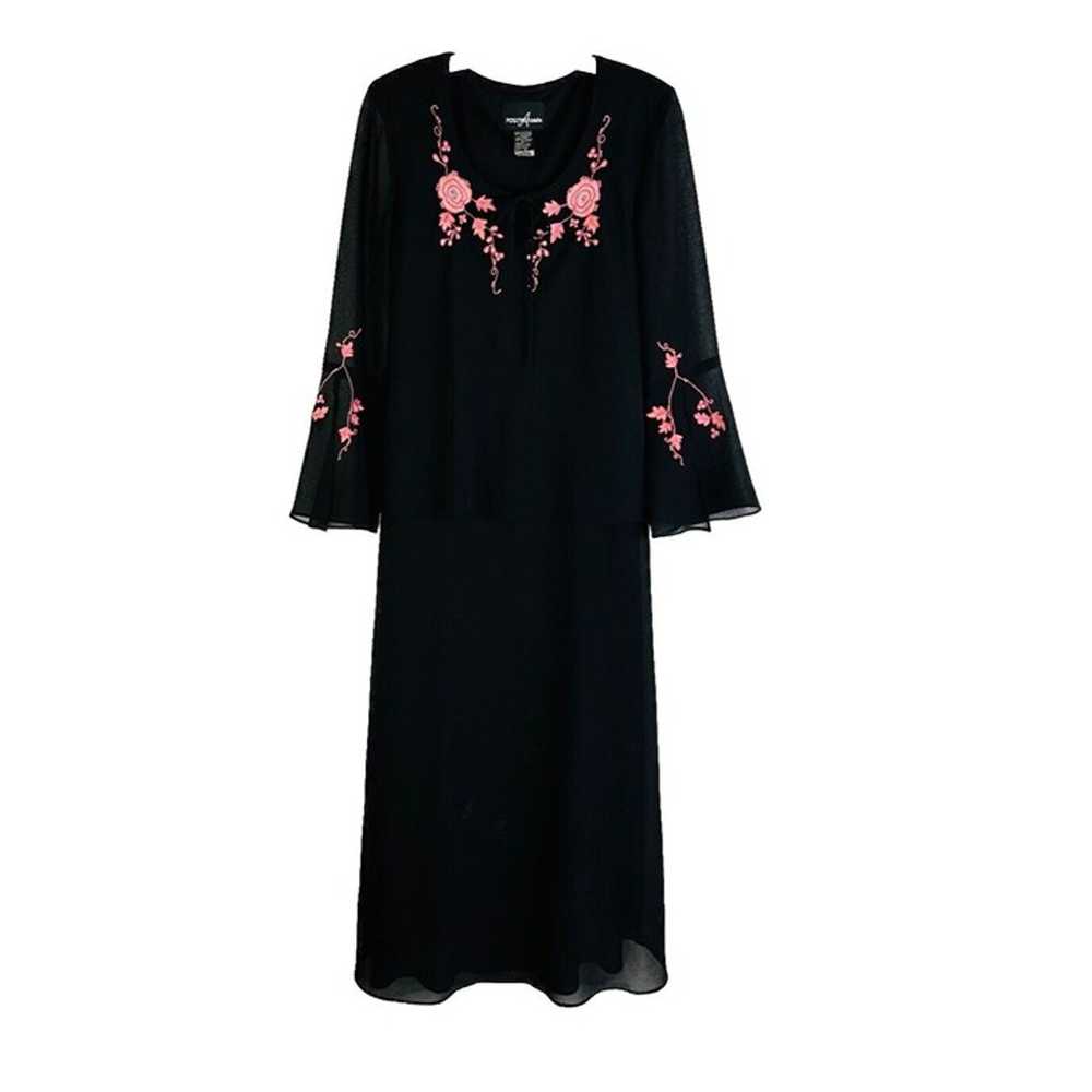 Vintage Y2K Womens 4 Black Pink Floral Lace Up Be… - image 1