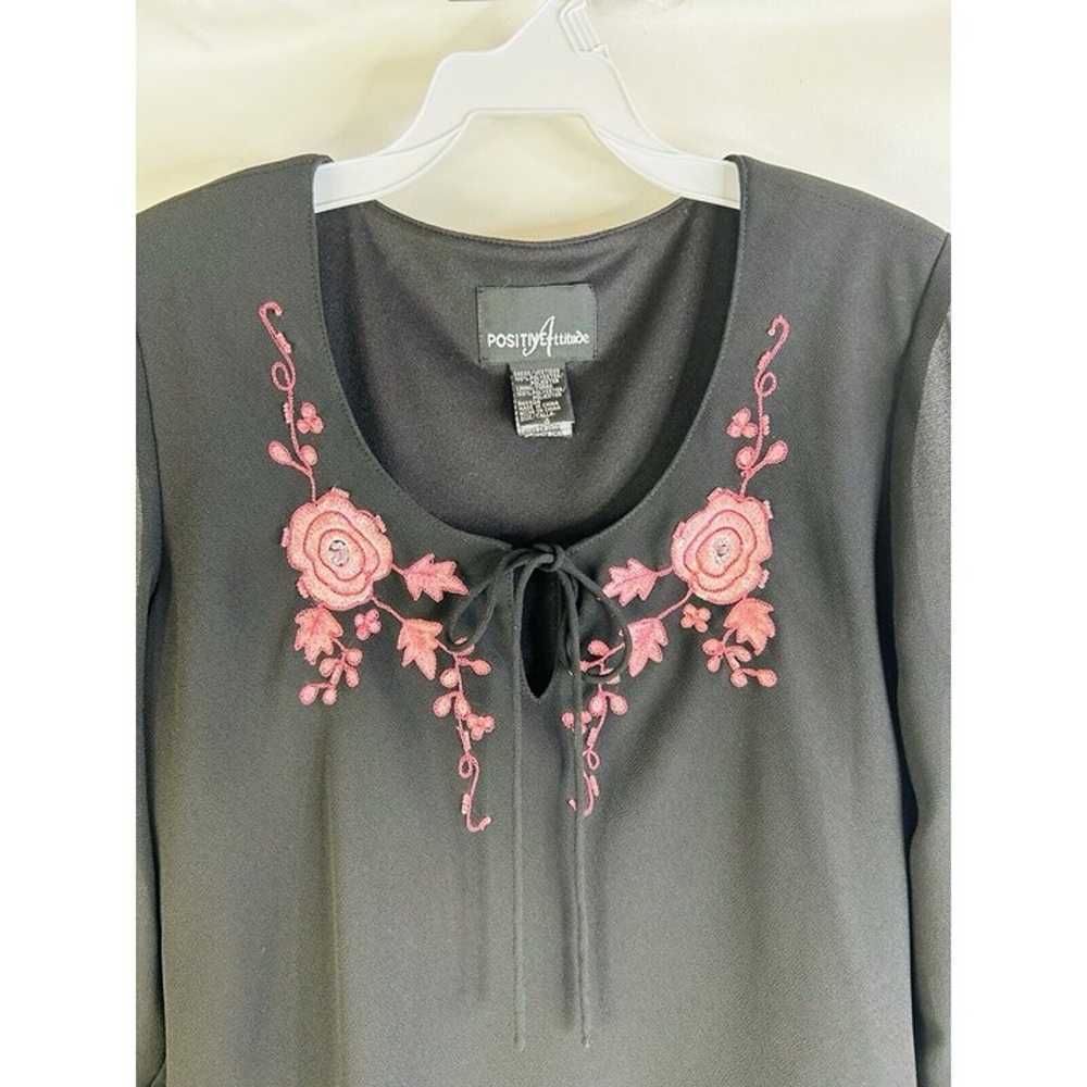 Vintage Y2K Womens 4 Black Pink Floral Lace Up Be… - image 7