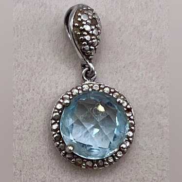 Vintage Blue Topaz And Marcasite Sterling Silver P