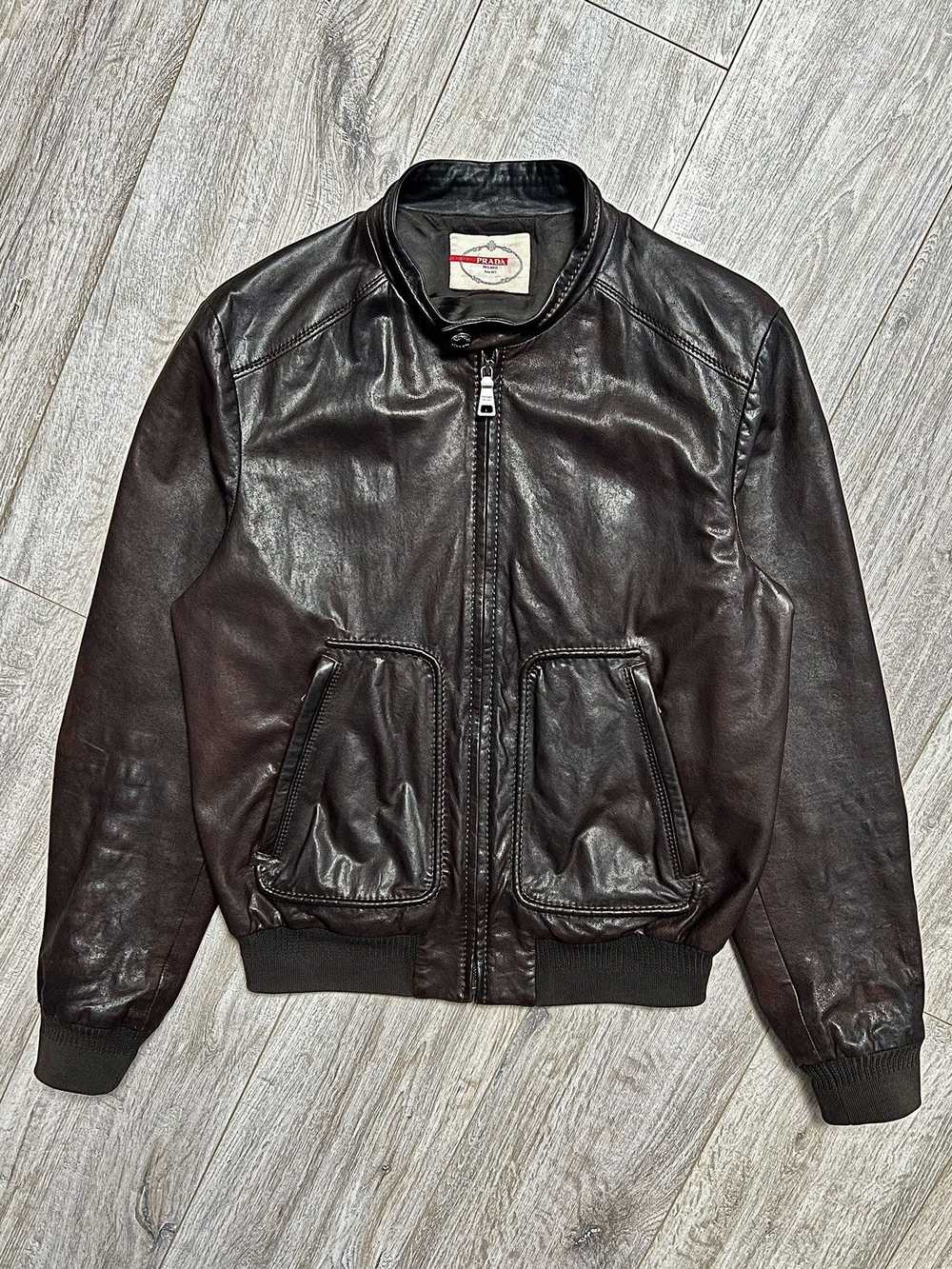 Leather Jacket × Prada PRADA MILANO Jacket Bomber… - image 1