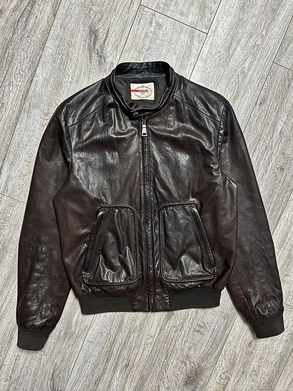 Leather Jacket × Prada PRADA MILANO Jacket Bomber… - image 2