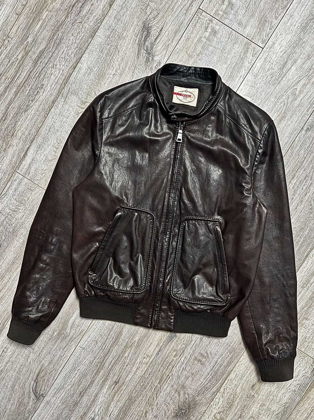 Leather Jacket × Prada PRADA MILANO Jacket Bomber… - image 3