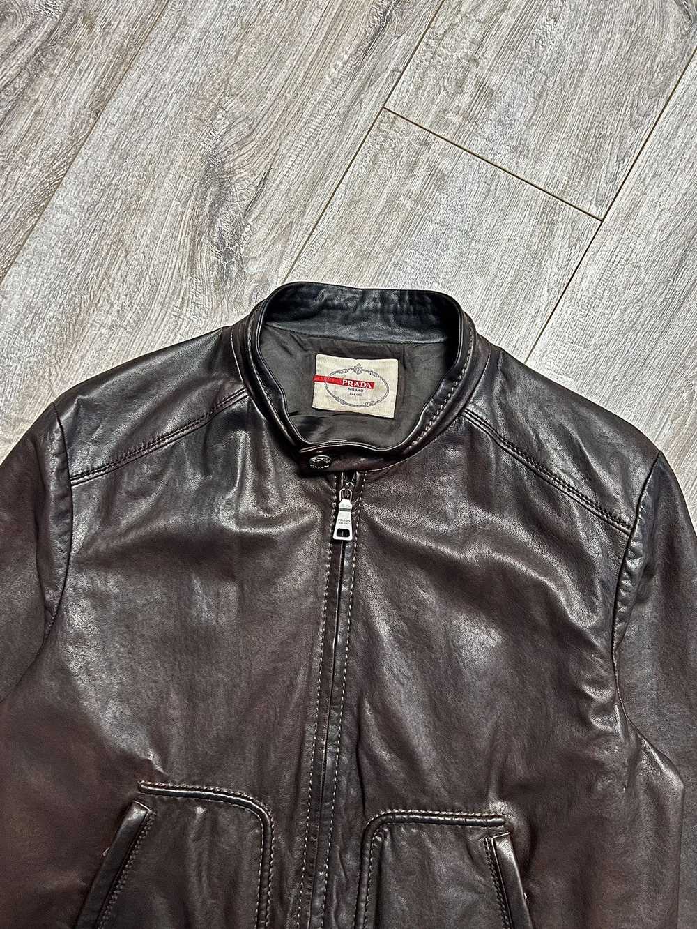 Leather Jacket × Prada PRADA MILANO Jacket Bomber… - image 4