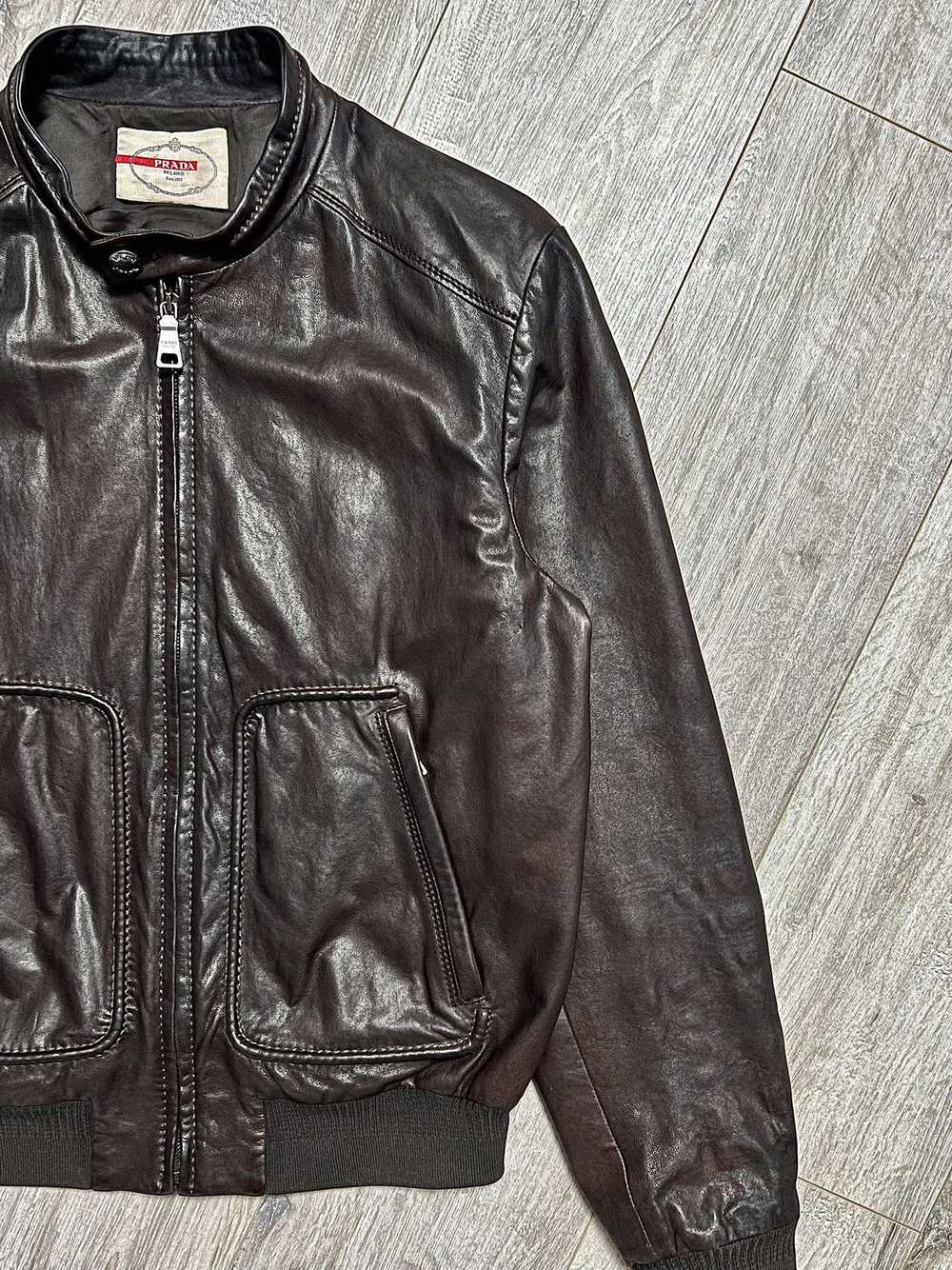 Leather Jacket × Prada PRADA MILANO Jacket Bomber… - image 6