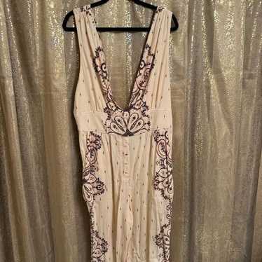 Free People Setting Sun Ivory Pink Purple Paisley… - image 1