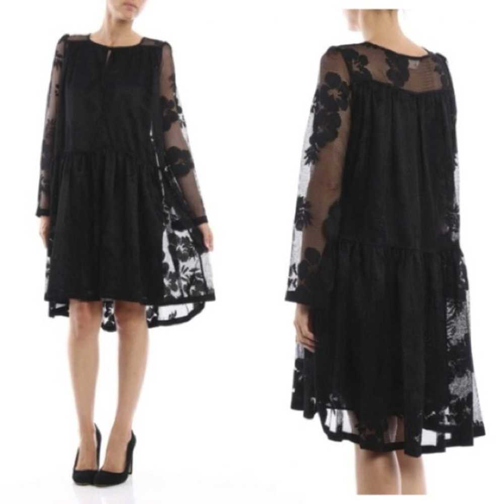 SEE BY CHLOÉ Floral net dress Black lace size 40 … - image 1