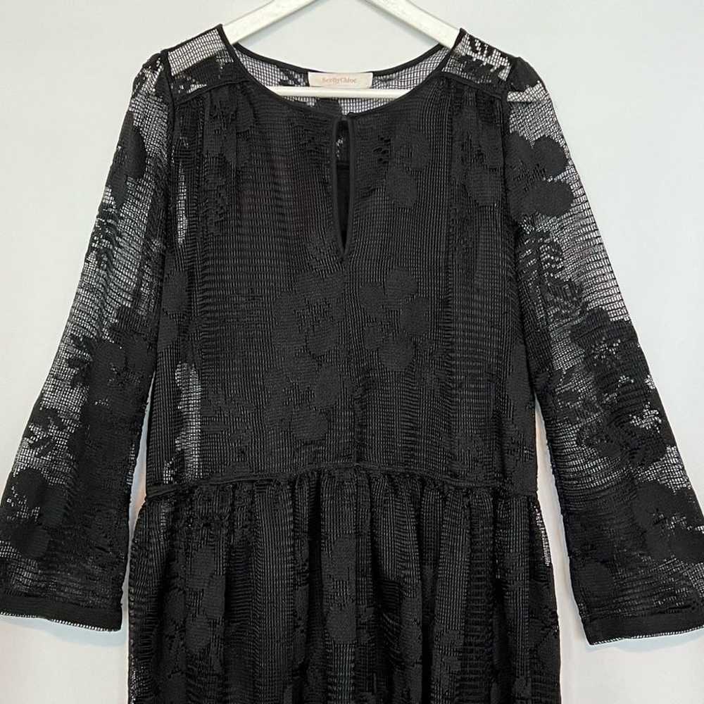 SEE BY CHLOÉ Floral net dress Black lace size 40 … - image 5