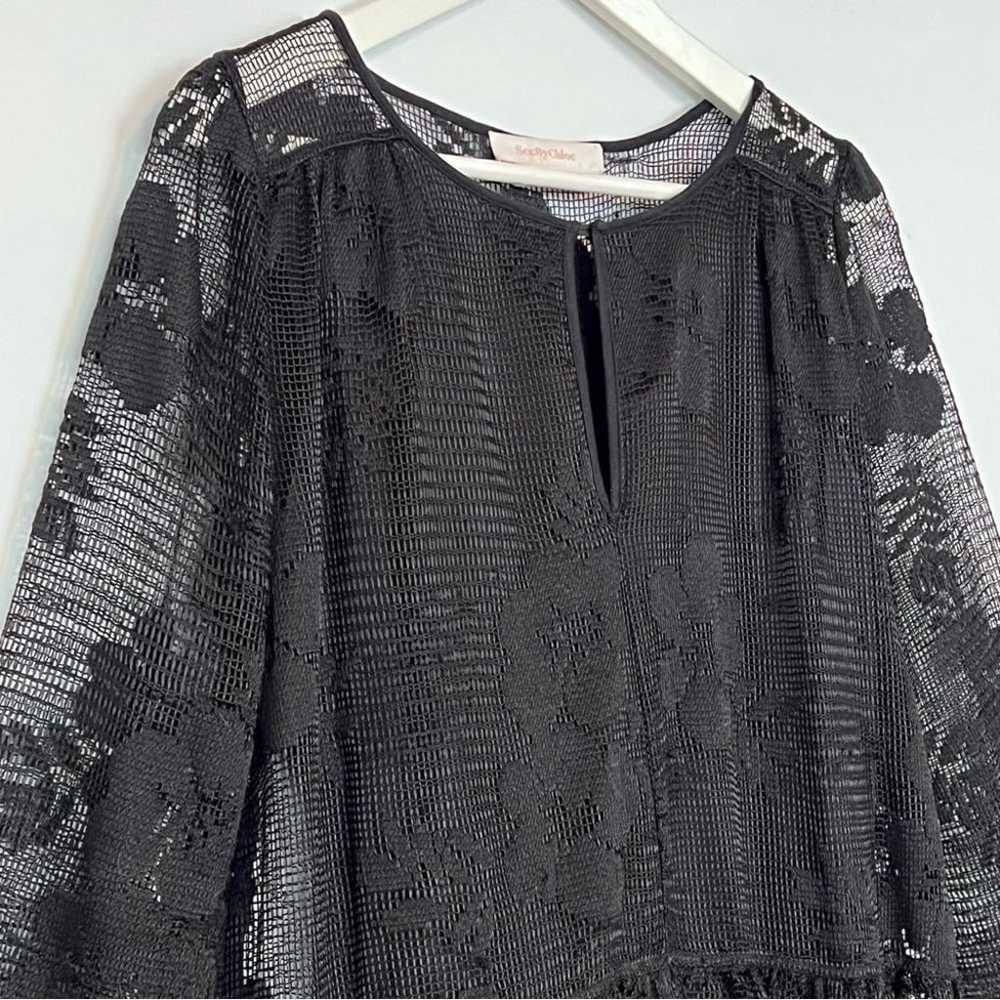 SEE BY CHLOÉ Floral net dress Black lace size 40 … - image 7