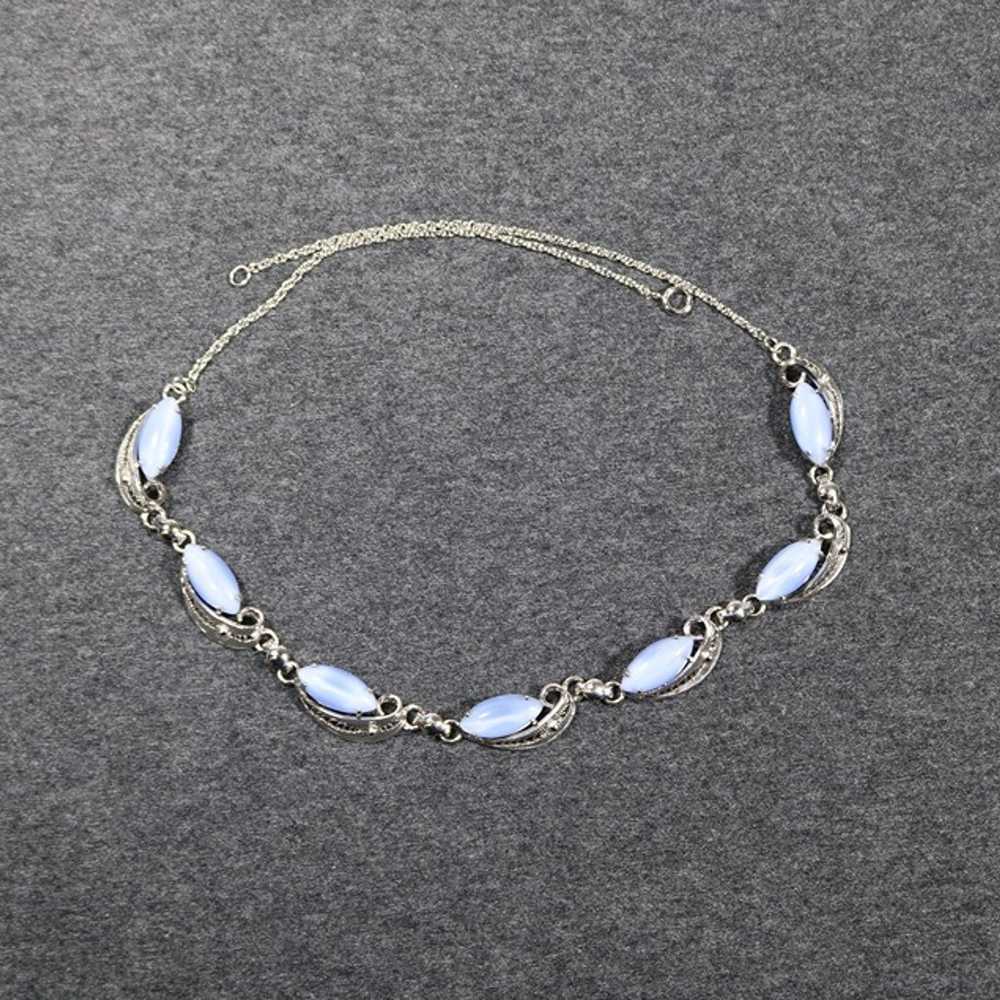 vintage 925 sterling silver pale blue stone Neckl… - image 1