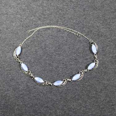 vintage 925 sterling silver pale blue stone Neckl… - image 1