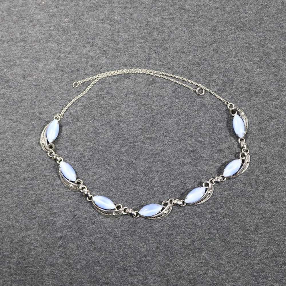 vintage 925 sterling silver pale blue stone Neckl… - image 2