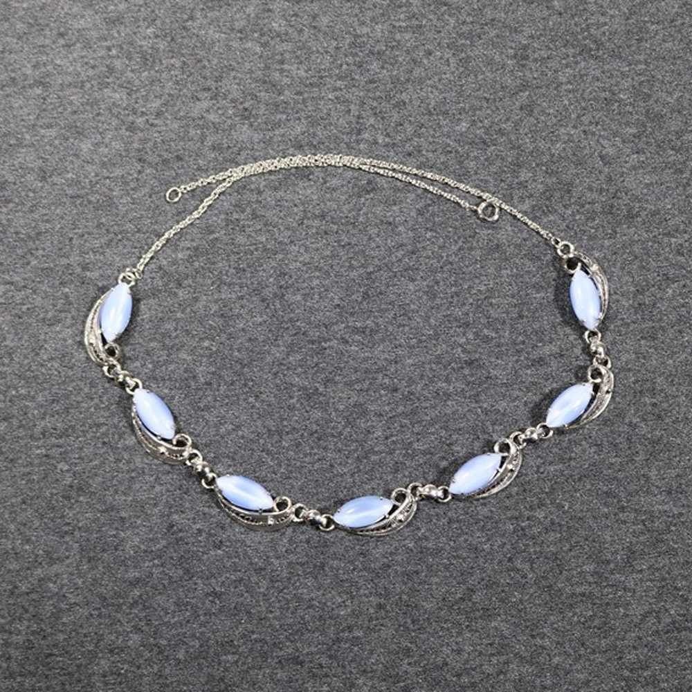 vintage 925 sterling silver pale blue stone Neckl… - image 3