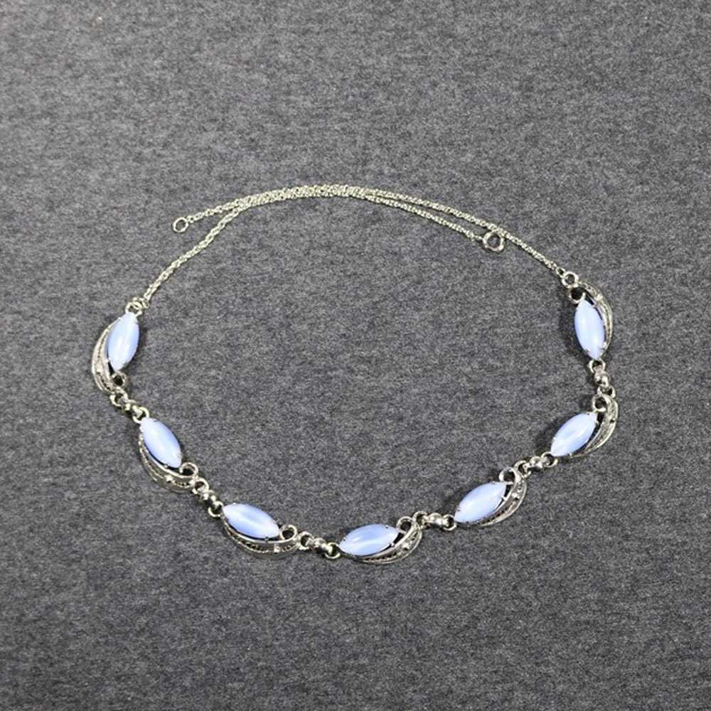 vintage 925 sterling silver pale blue stone Neckl… - image 4