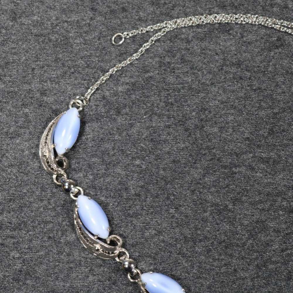 vintage 925 sterling silver pale blue stone Neckl… - image 5