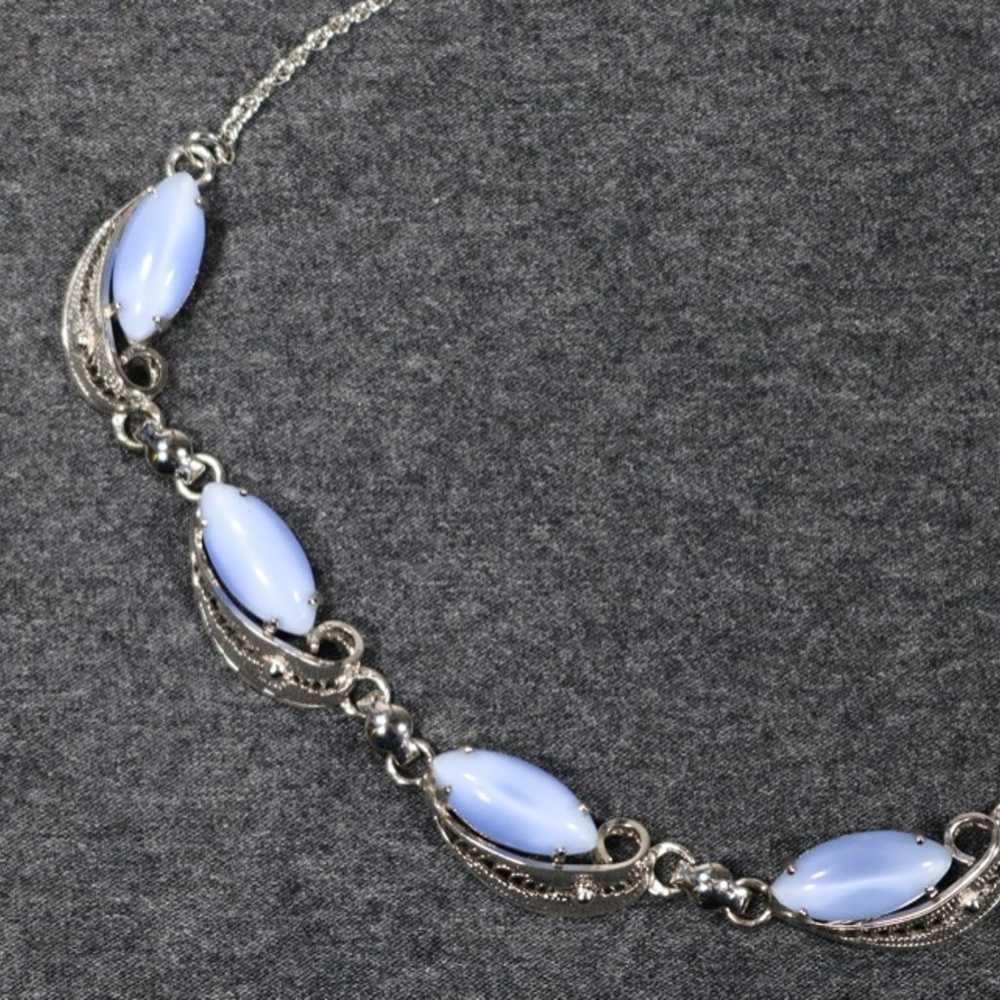 vintage 925 sterling silver pale blue stone Neckl… - image 6