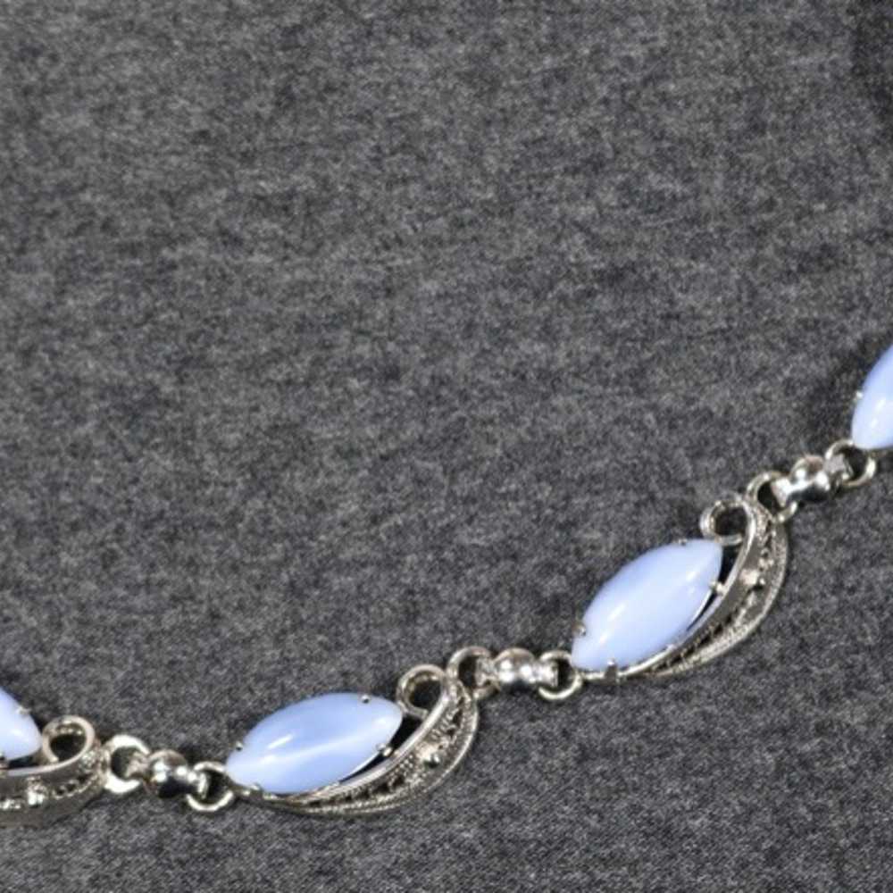 vintage 925 sterling silver pale blue stone Neckl… - image 7