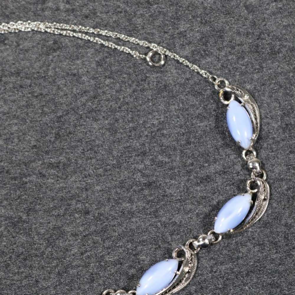 vintage 925 sterling silver pale blue stone Neckl… - image 8