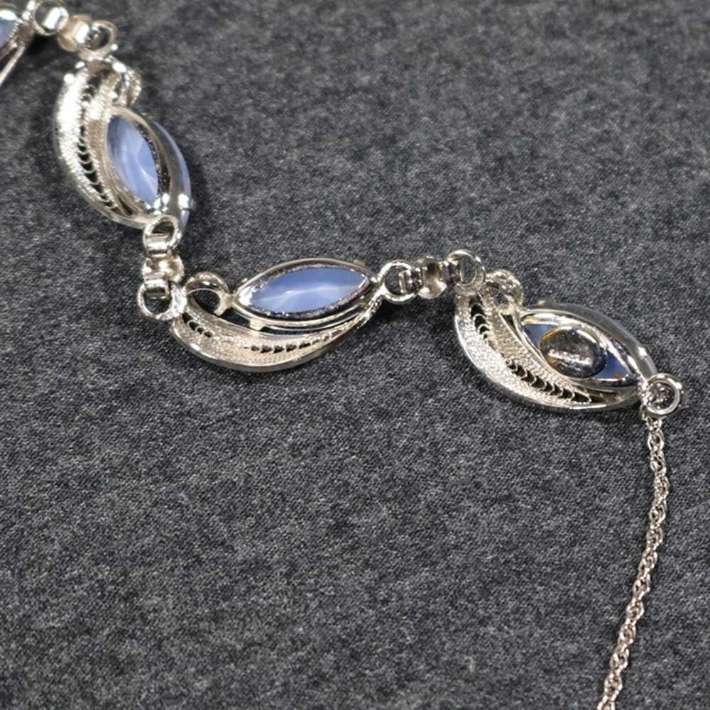 vintage 925 sterling silver pale blue stone Neckl… - image 9