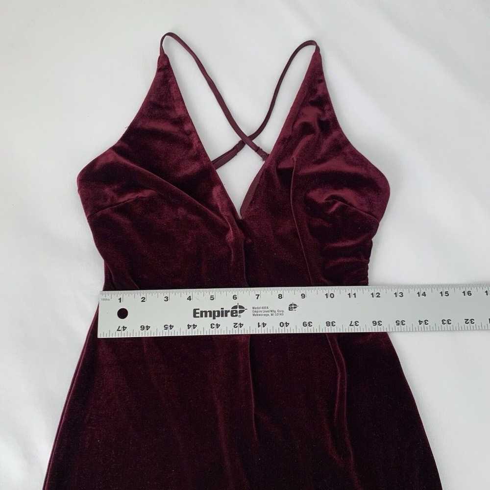 Vintage Velvet Dress Women 5/6 Burgundy Red High … - image 10