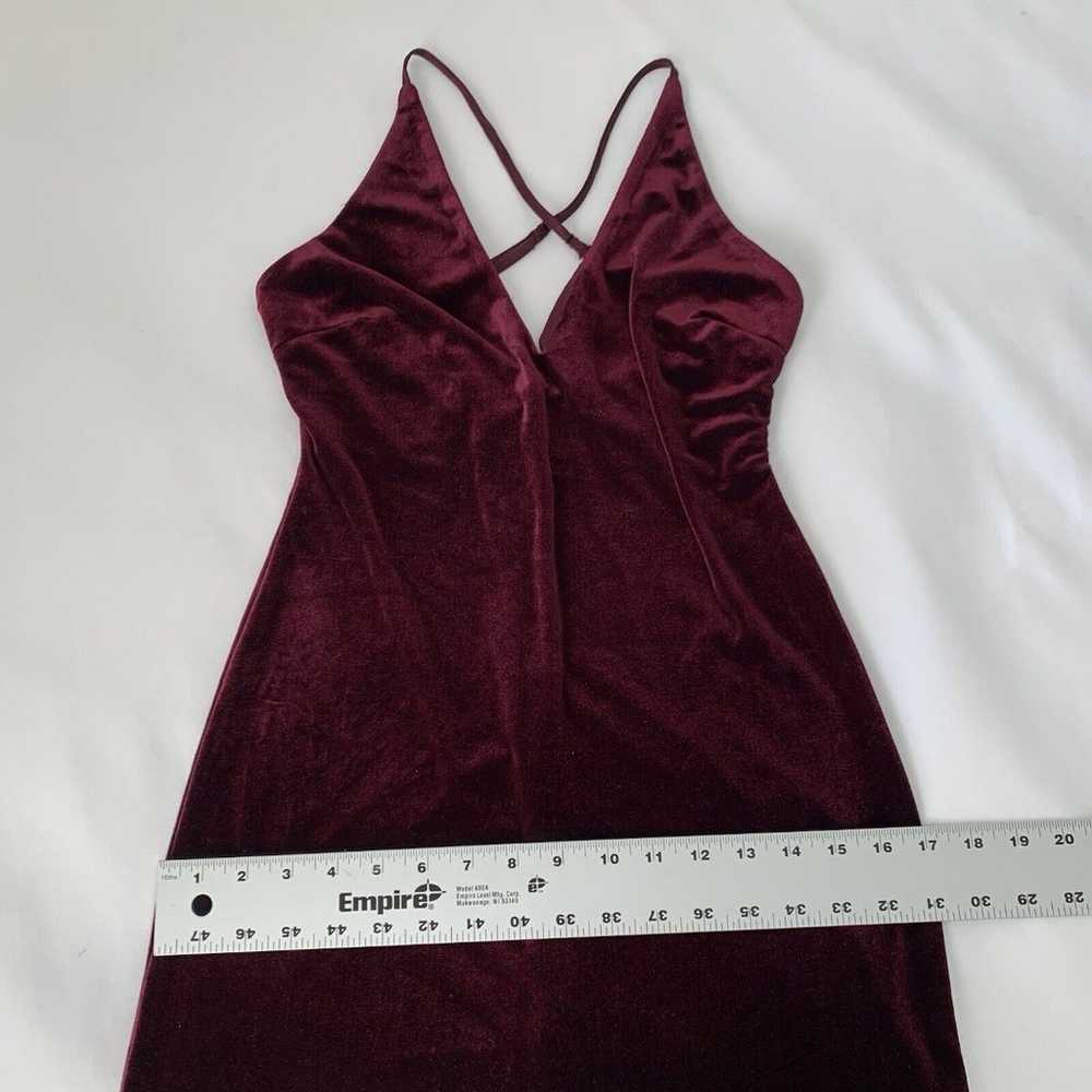 Vintage Velvet Dress Women 5/6 Burgundy Red High … - image 11