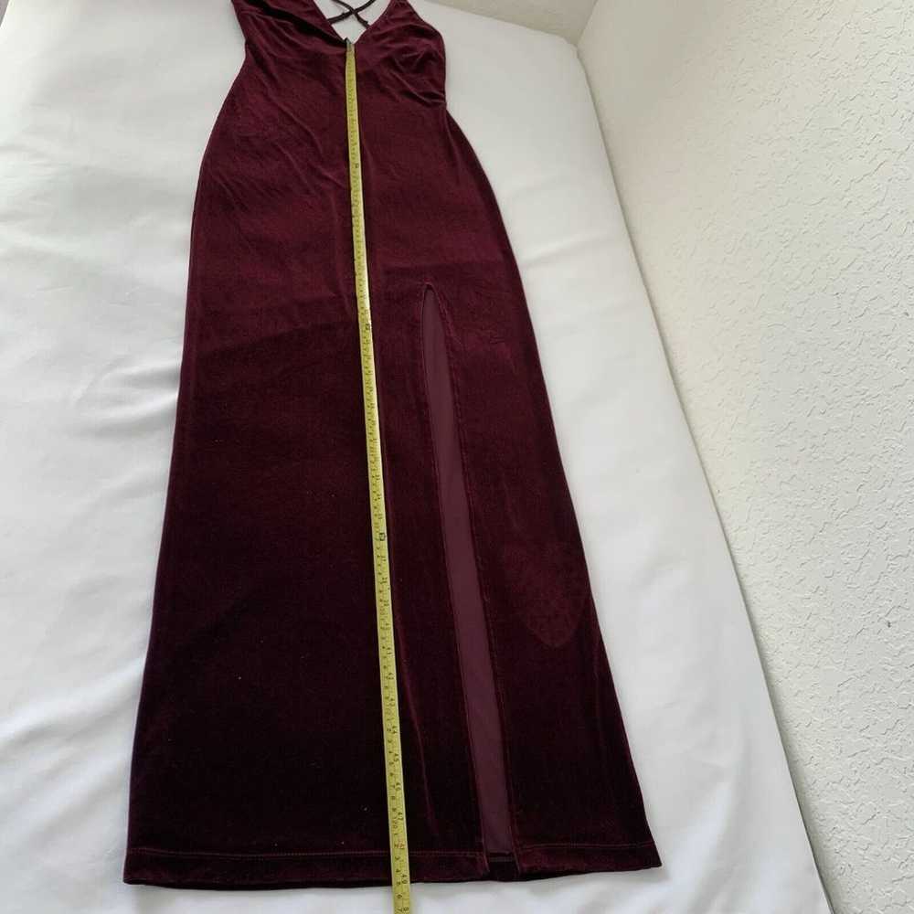 Vintage Velvet Dress Women 5/6 Burgundy Red High … - image 12